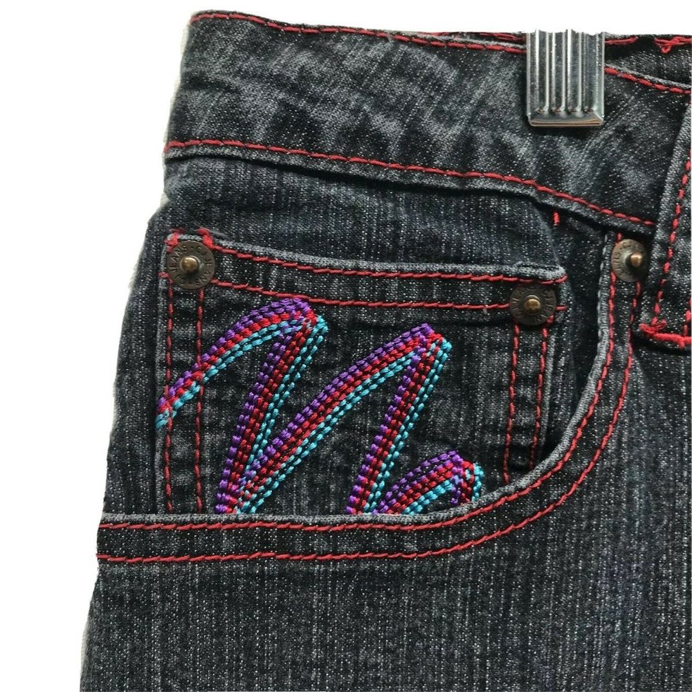 CJ Jeans Size 15  Black  Embroidered Pockets Flare